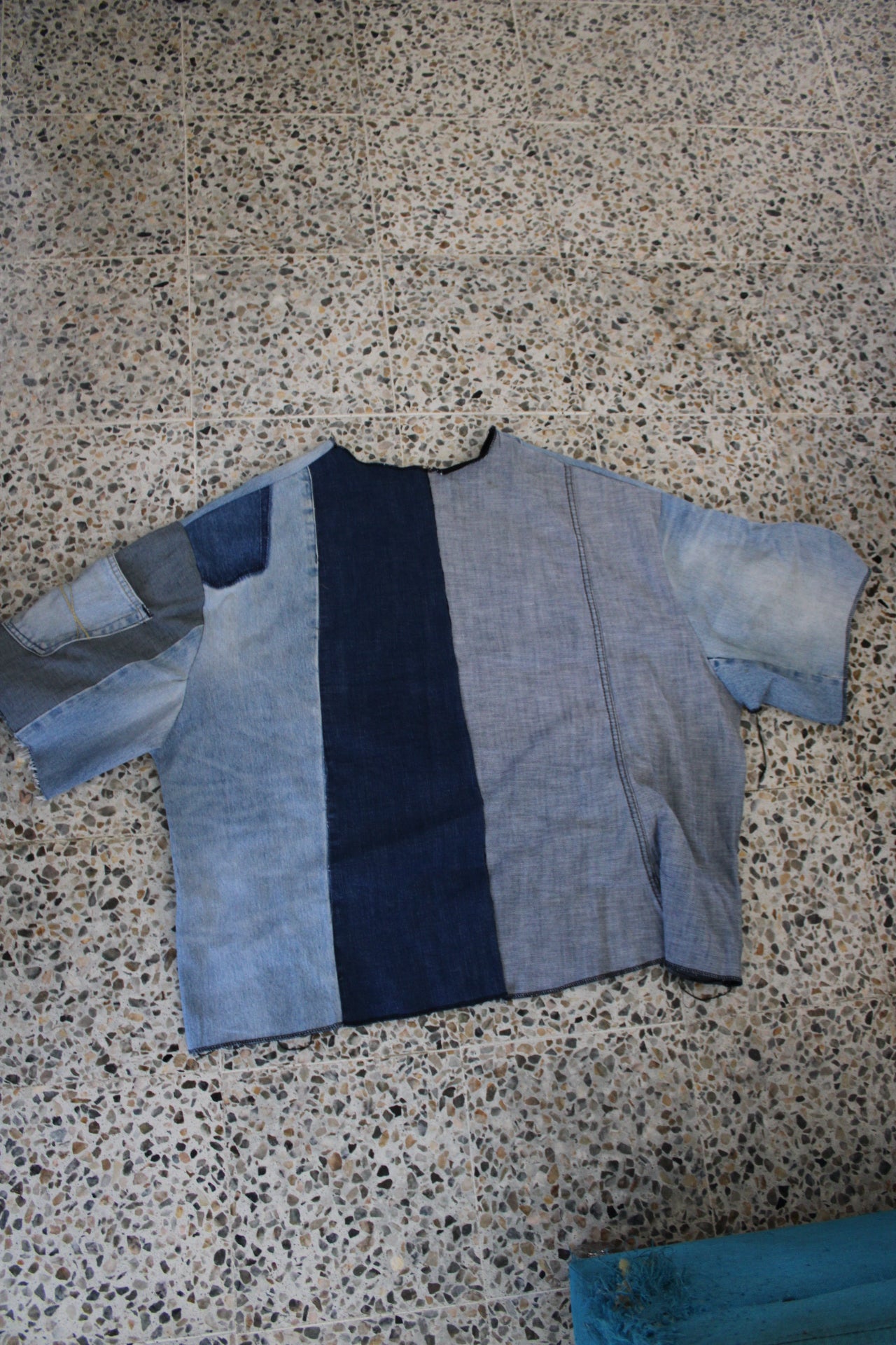 Denim patchwork flame t